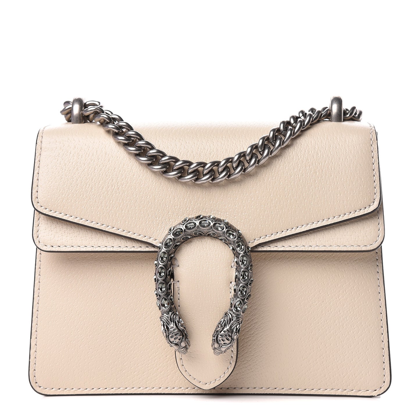 Textured Calfskin Crystal Mini Dionysus Shoulder Bag Mystic White
