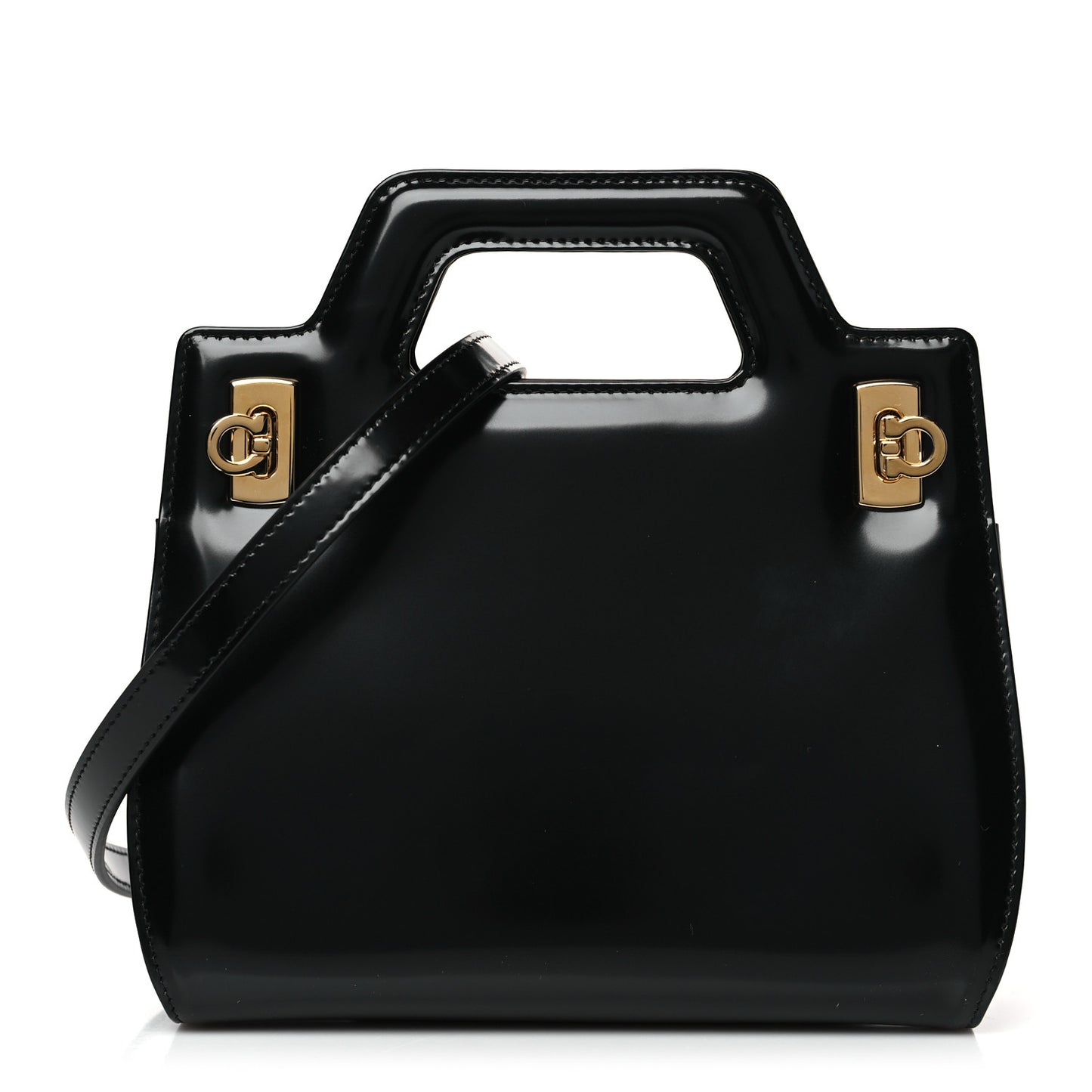 Brushed Calfskin Mini Wanda Top Handle Bag Black