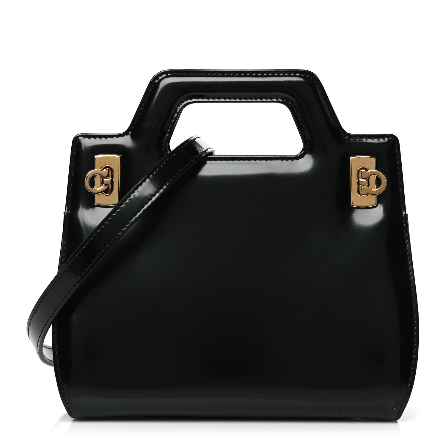 Salvatore Ferragamo Brushed Calfskin Mini Wanda Top Handle Bag Black 1 of 8