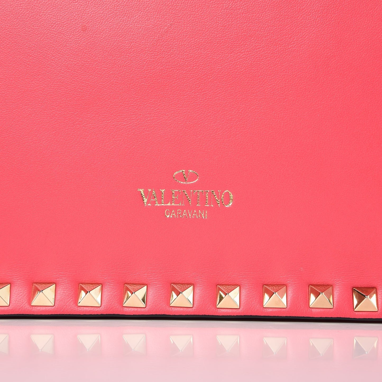 Nappa Rockstud Wristlet Clutch Deep Rose