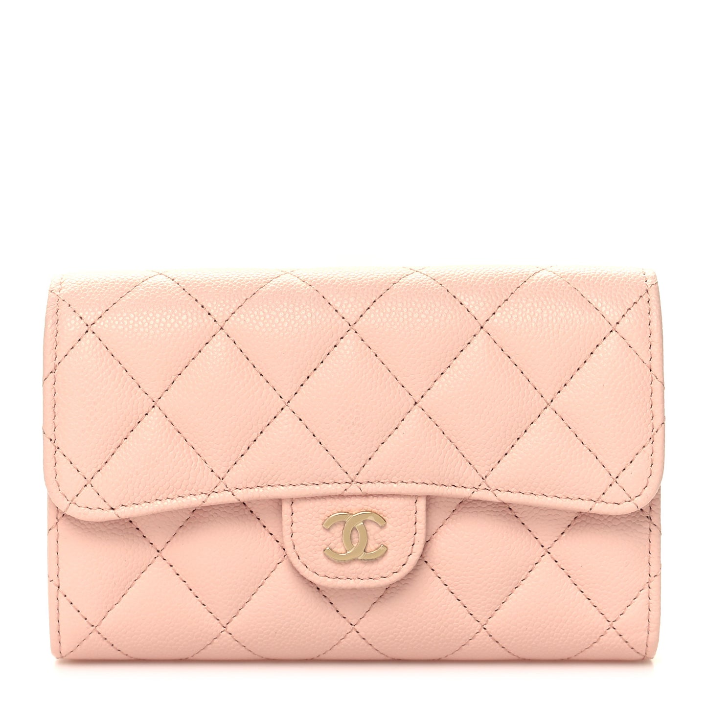 Caviar Quilted Medium Flap Wallet Light Pink