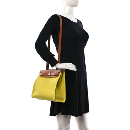 Hermes Vache Hunter Toile Herbag Zip 31 PM Lime Naturel 2 of 14