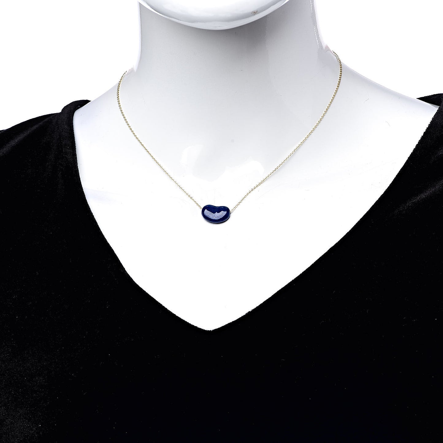 18K Yellow Gold Lapis Lazuli Elsa Peretti Bean Pendant Necklace
