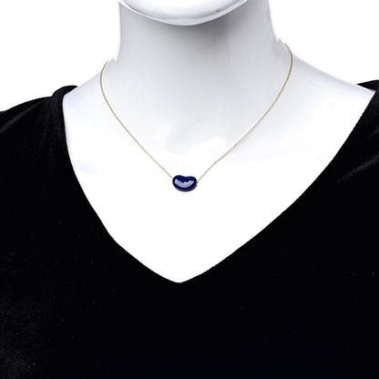 Tiffany 18K Yellow Gold Lapis Lazuli Elsa Peretti Bean Pendant Necklace 2 of 8