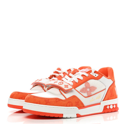 Louis Vuitton Monogram Denim Mens LV Trainer Sneakers 10 Orange 3 of 8