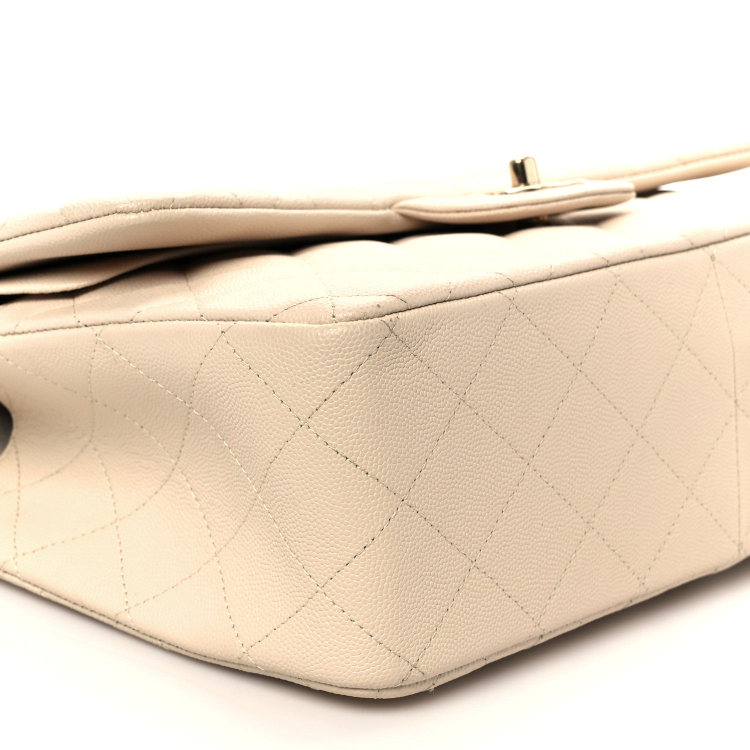 Chanel Caviar Quilted Jumbo Double Flap Light Beige 10 of 11