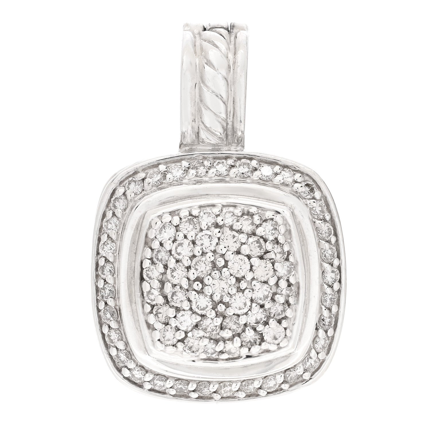 David Yurman Sterling Silver Pave Diamond 10mm Albion Pendant 1 of 3