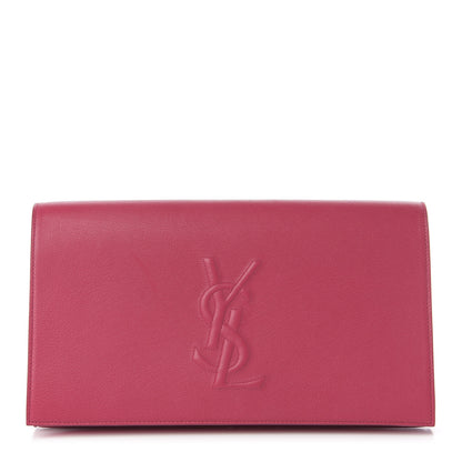 Saint Laurent Calfskin Monogram Large Belle De Jour Clutch Lipstick Fuchsia 1 of 6