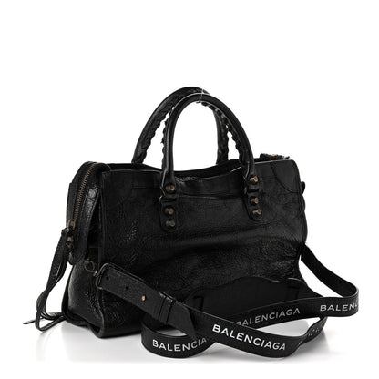 Balenciaga Agneau Classic Hardware S City Logo Strap Black White 2 of 9