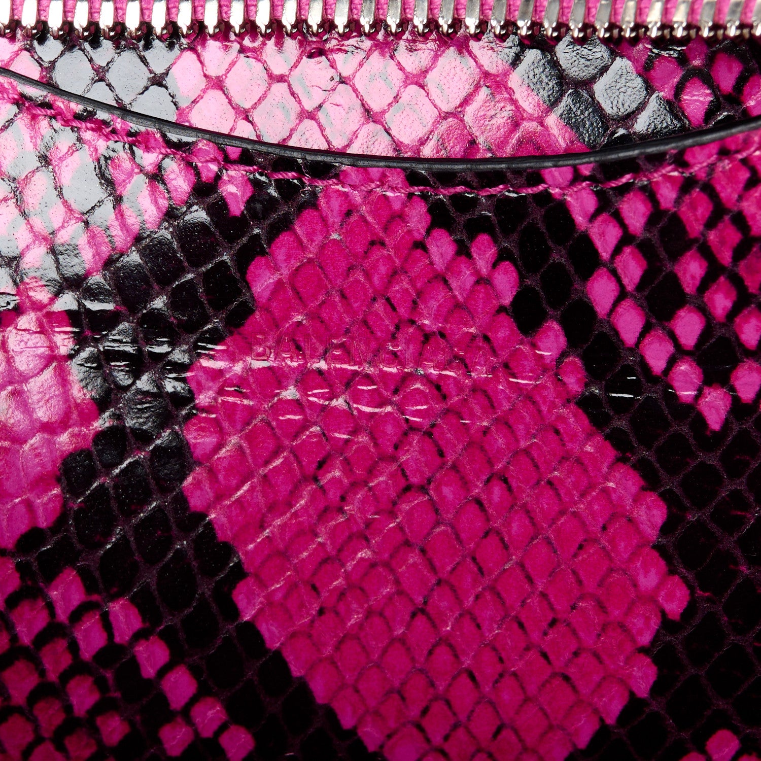 Balenciaga Calfskin Python Effect Neo Classic Silver Hardware Mini City Fuchsia Black 6 of 10