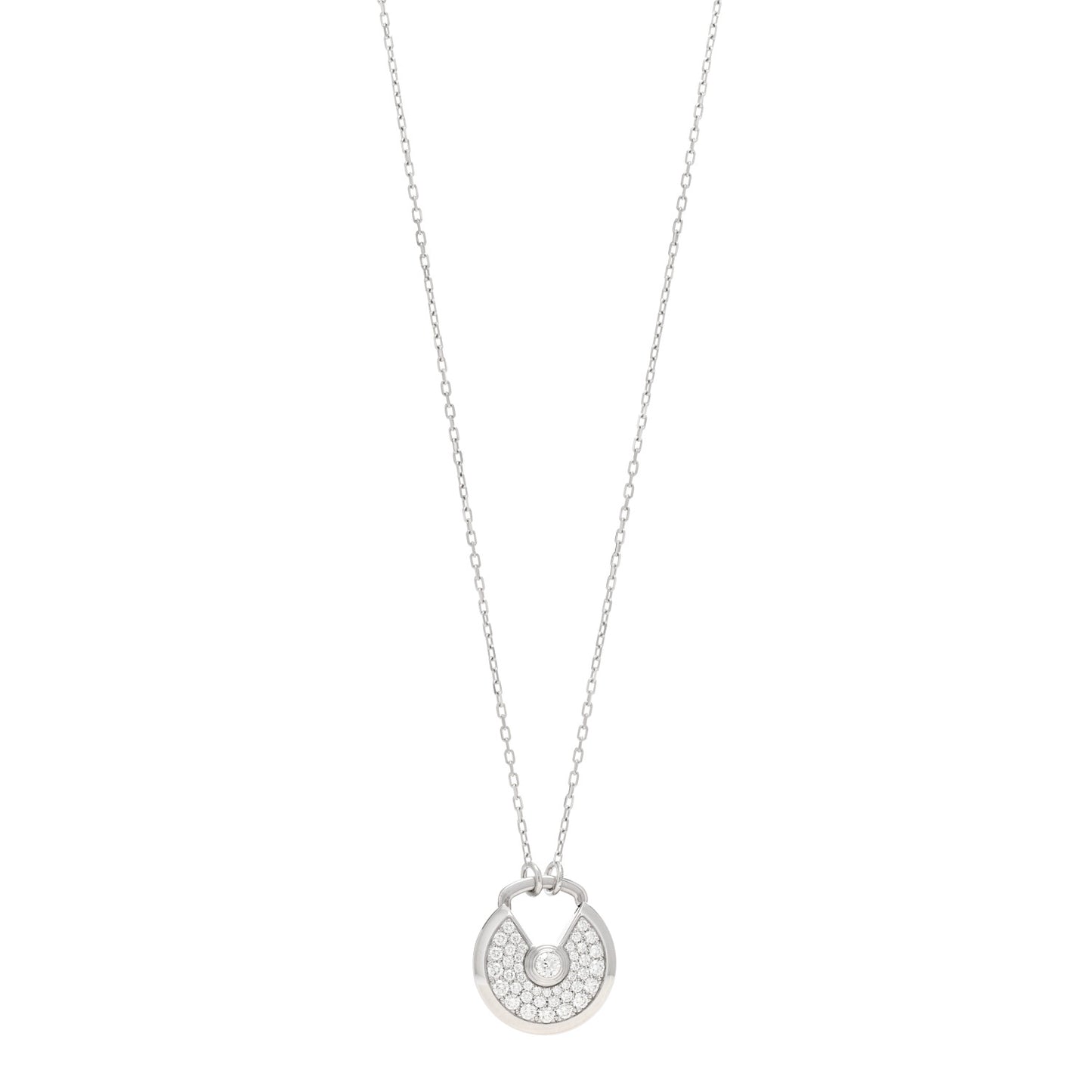 18K White Gold Diamond SM Amulette de Cartier Pendant Necklace