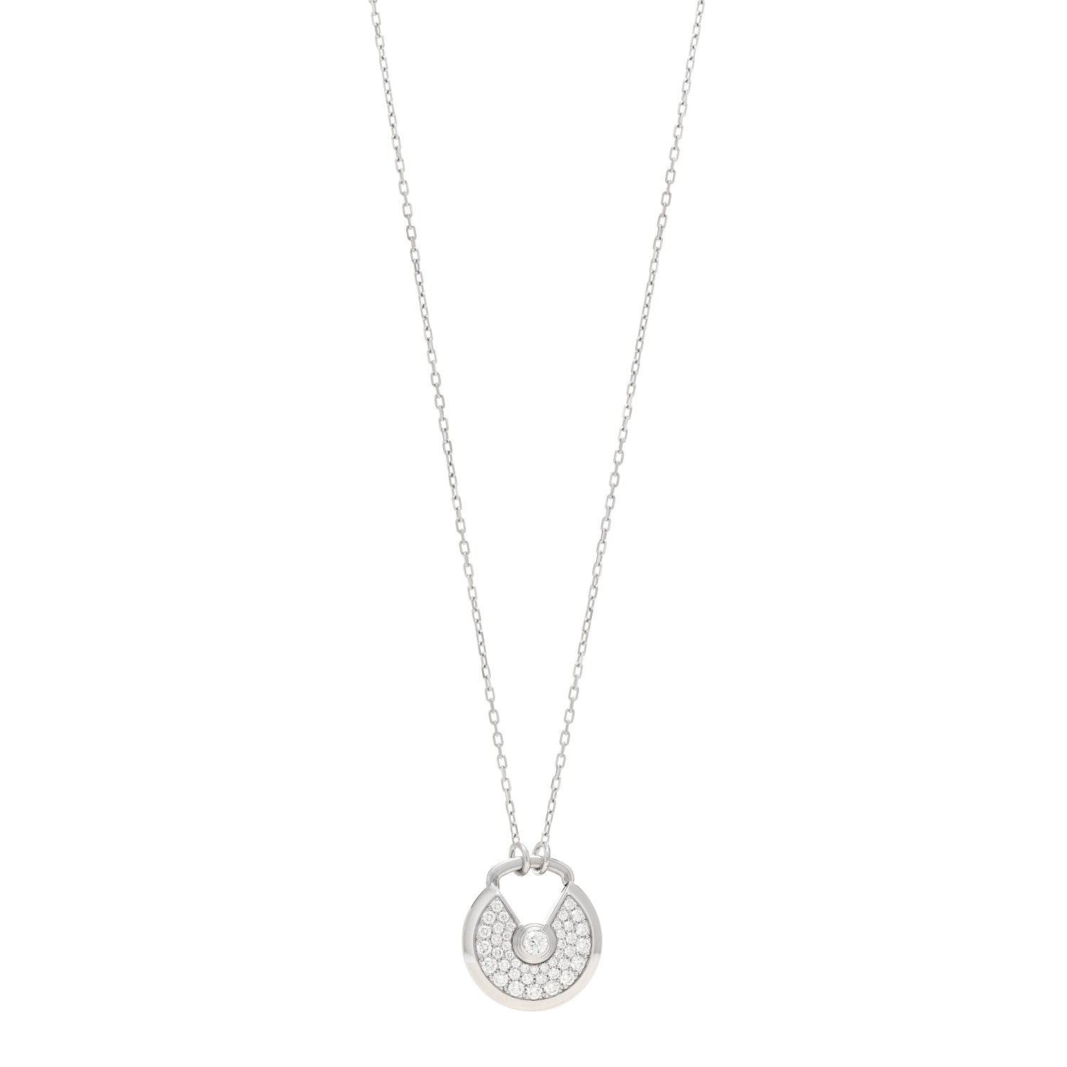 Cartier 18K White Gold Diamond SM Amulette de Cartier Pendant Necklace 1 of 4