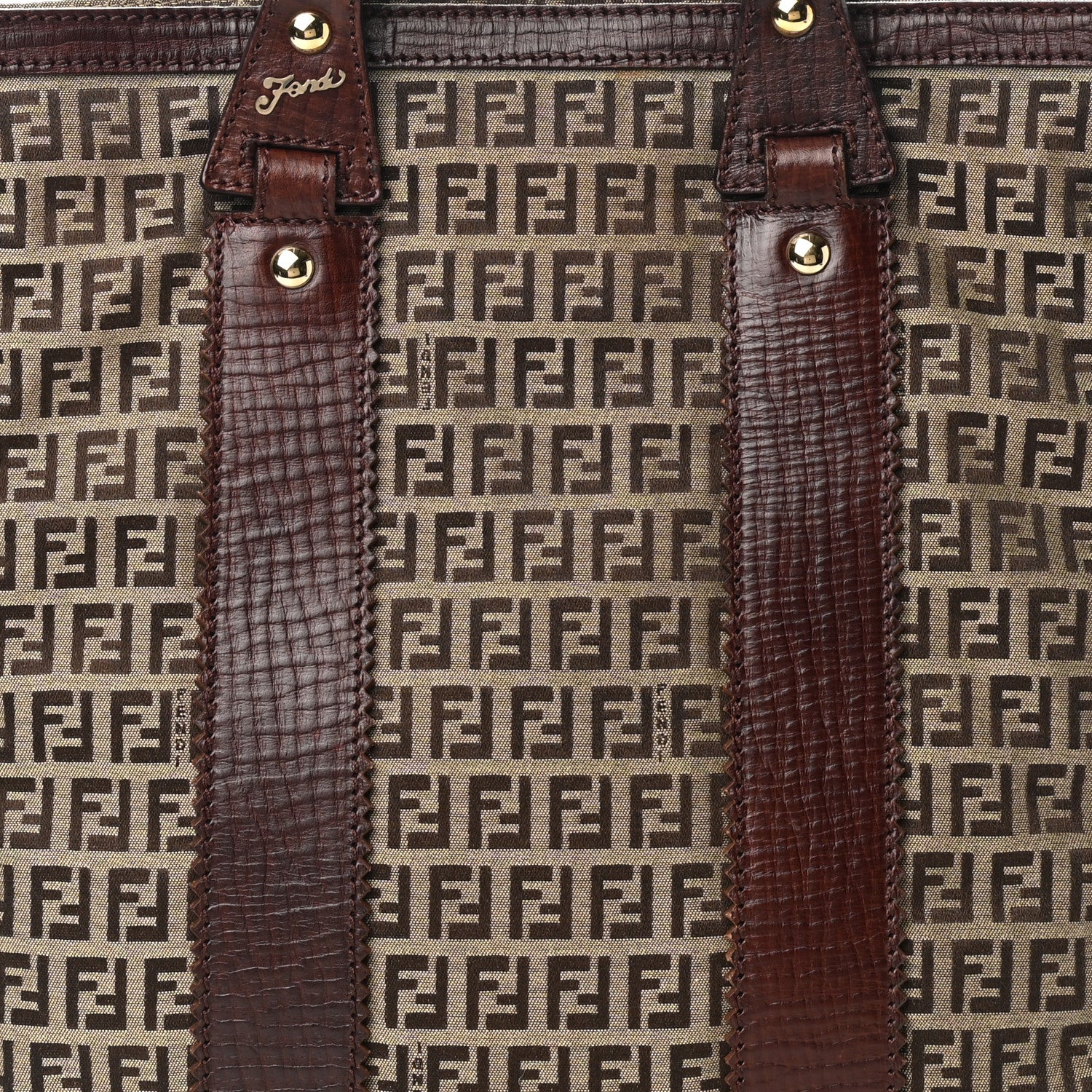 Fendi Zucchino Vitello Shopping Tote Mogano Panna Bruciato 8 of 10
