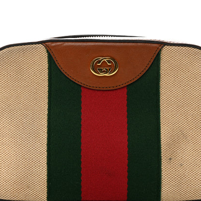 Gucci Vintage Canvas Web Shoulder Bag Sand Cuir 8 of 13
