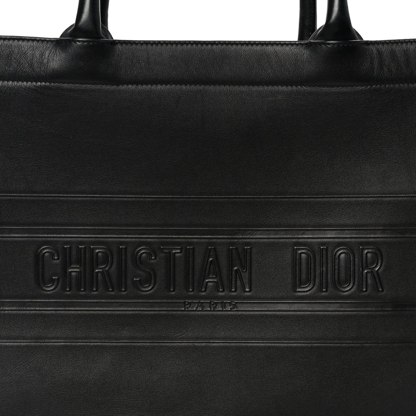 Calfskin Embossed Medium Book Tote Black