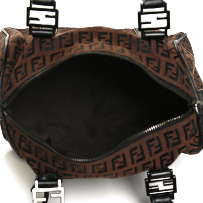Fendi Zucchino Canvas Small Forever Boston Brown Black 5 of 12