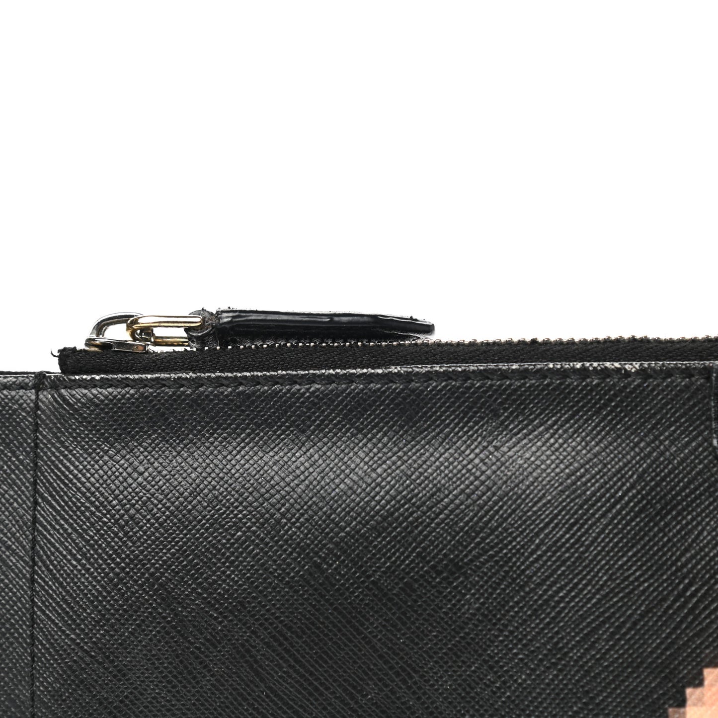 Textured Coated Canvas Pixel Madonna Print Medium Cosmetic Pouch Black