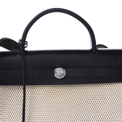 Hermes Toile GM Vache Calfskin Herbag 30 PM Natural Black 10 of 10