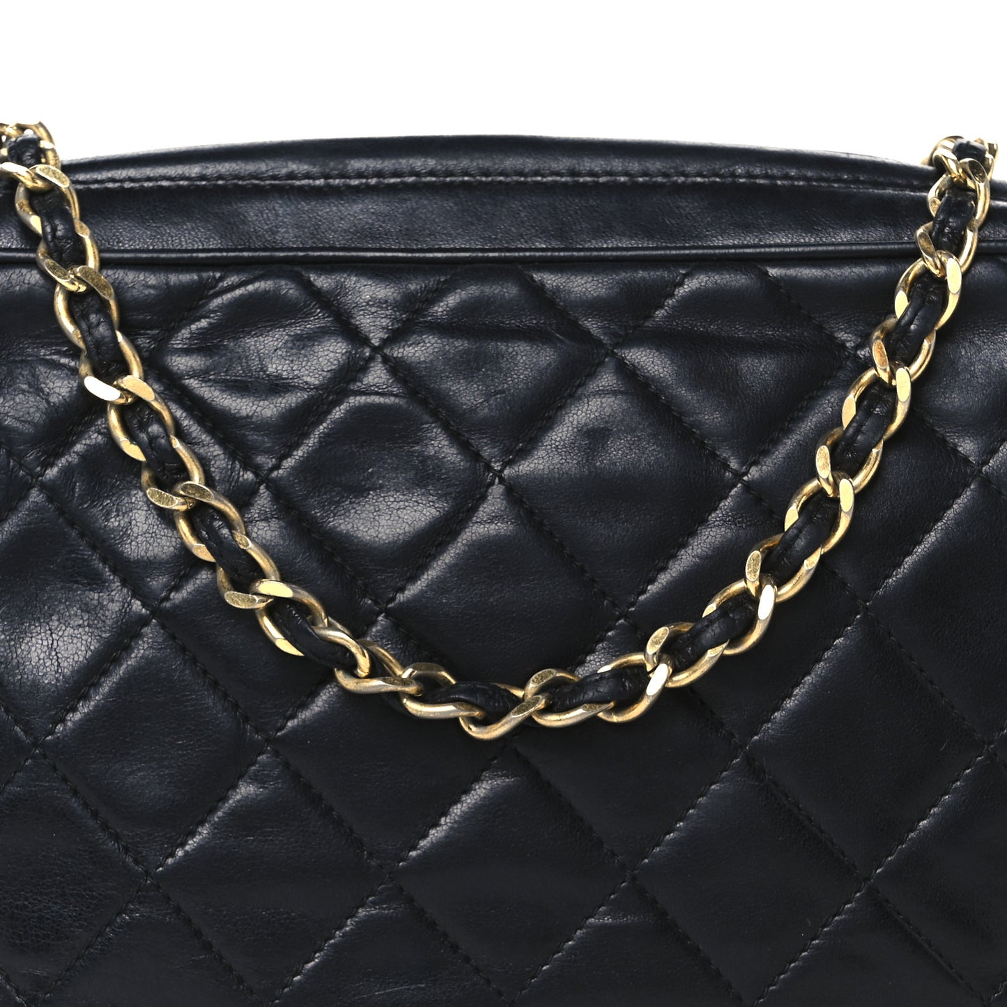 Lambskin Quilted CC Tassel Camera Case Black
