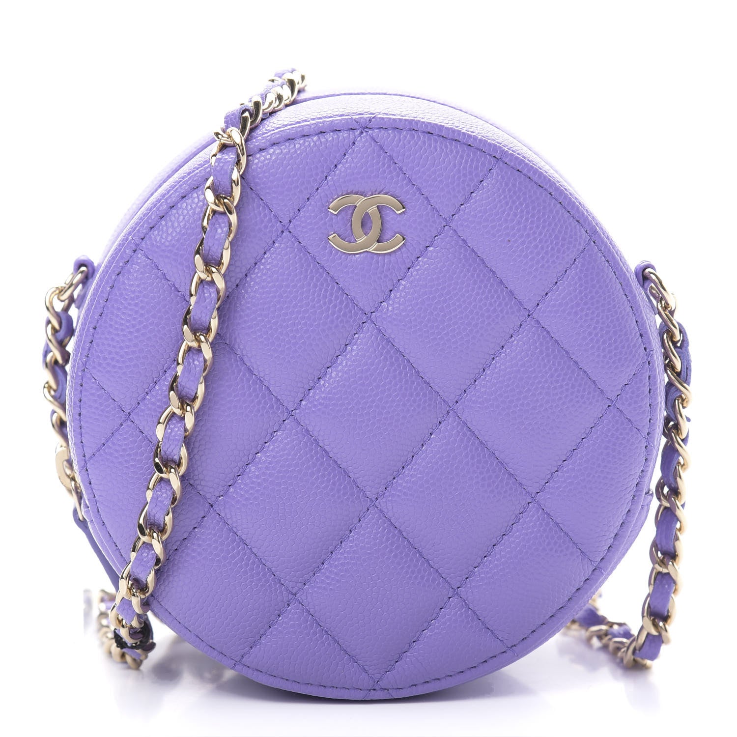 Chanel Caviar Quilted Round Clutch With Chain Purple 1 of 11