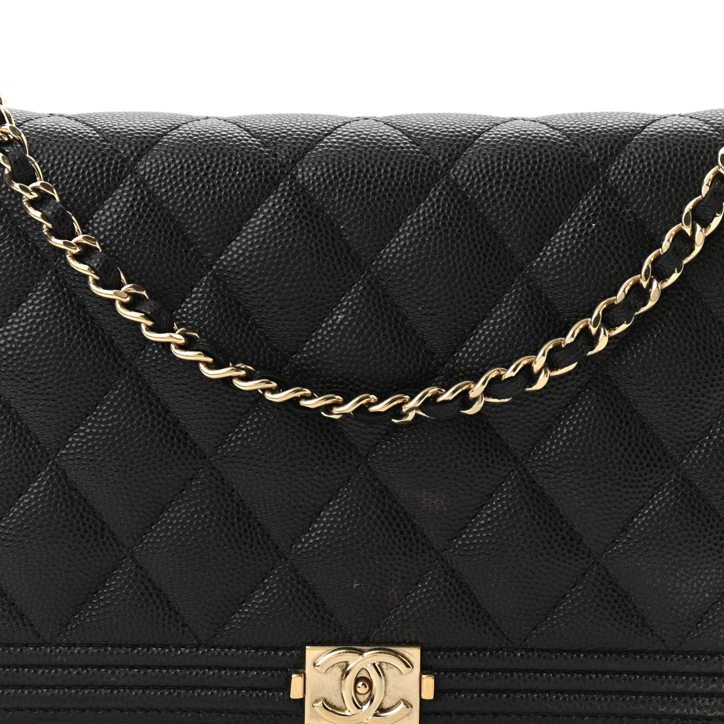 Caviar Quilted Boy Wallet On Chain WOC Black