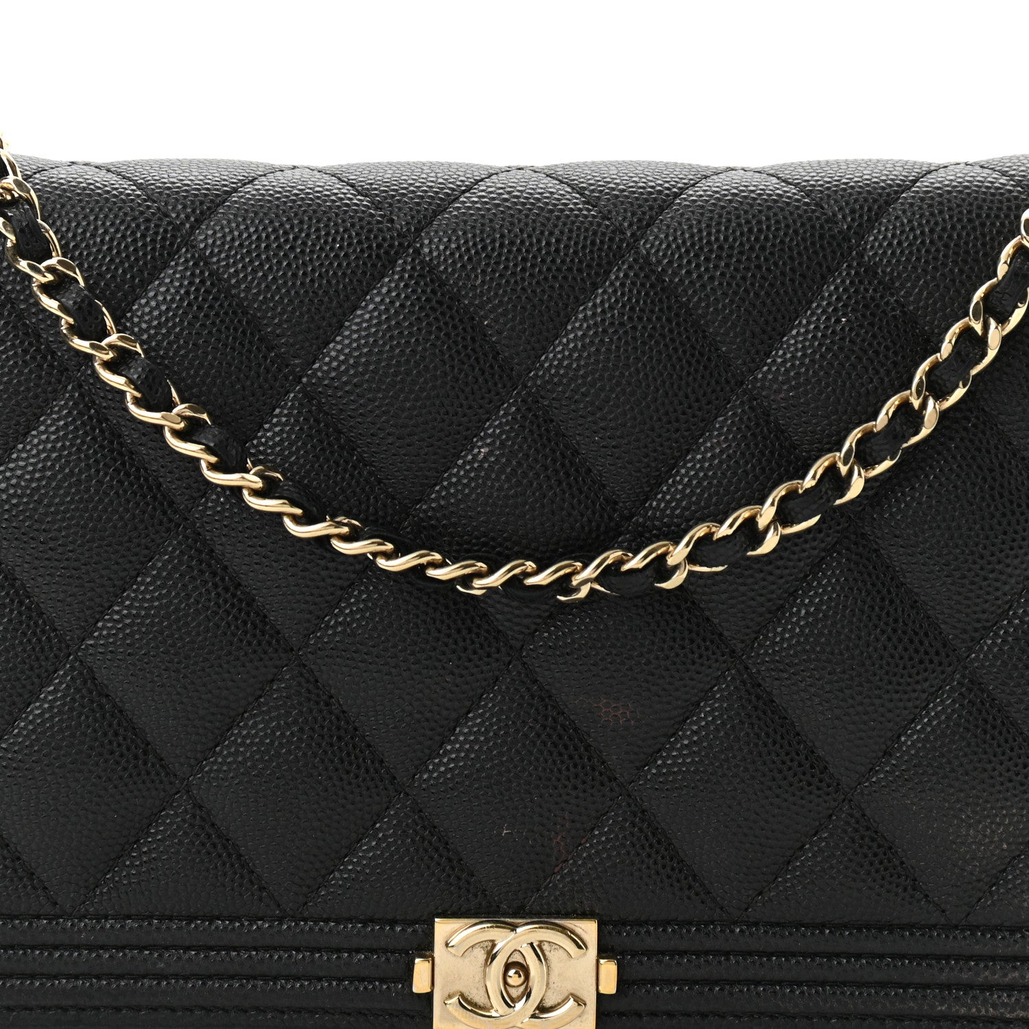 Chanel Caviar Quilted Boy Wallet On Chain WOC Black 9 of 12