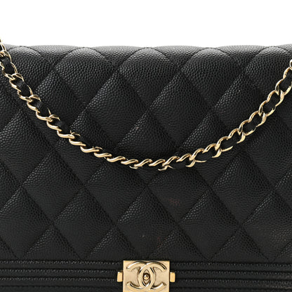 Chanel Caviar Quilted Boy Wallet On Chain WOC Black 9 of 12