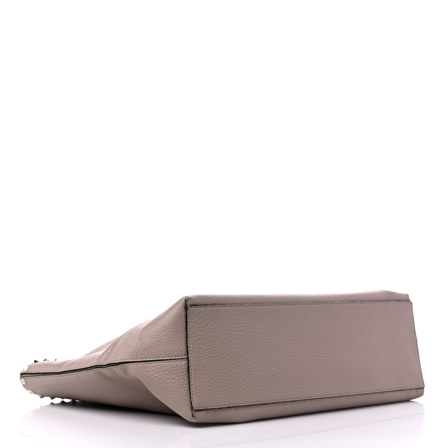 Grained Calfskin Rockstud Shoulder Tote Poudre