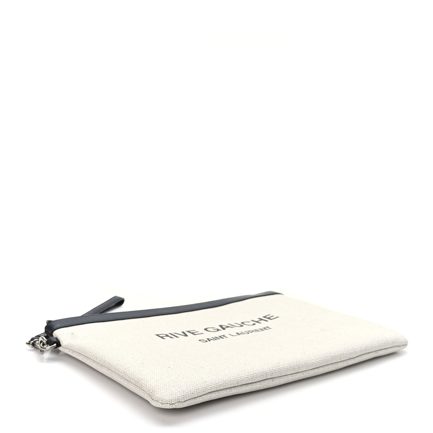 Linen Canvas Rive Gauche Zipped Pouch Optic White