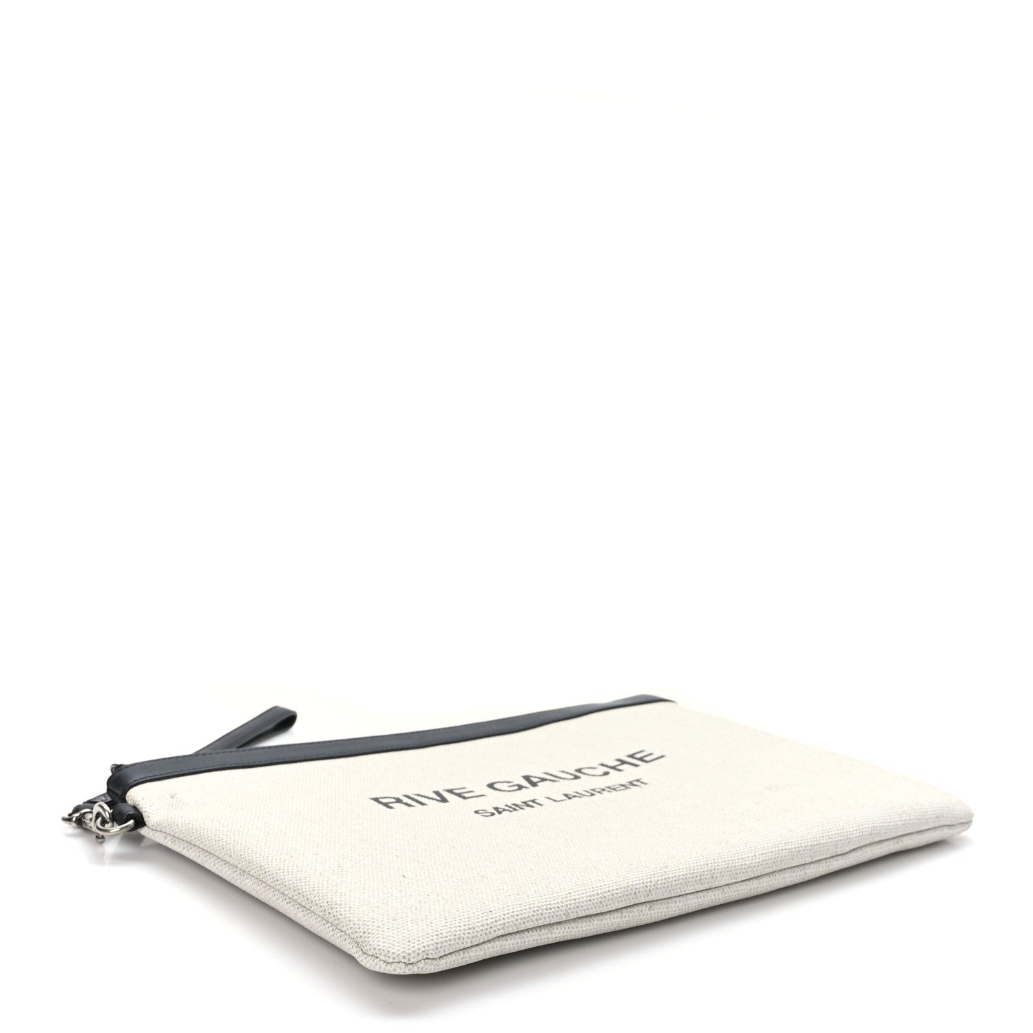 Saint Laurent Linen Canvas Rive Gauche Zipped Pouch Optic White 4 of 7