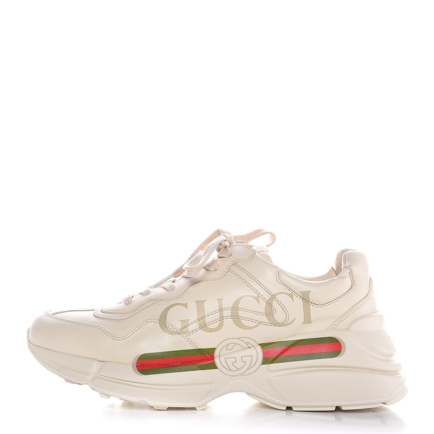 Gucci Calfskin Logo Mens Rhyton Sneakers 6 Ivory 1 of 10