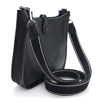 Hermes Taurillon Clemence Amazone Evelyne TPM Black White 3 of 10