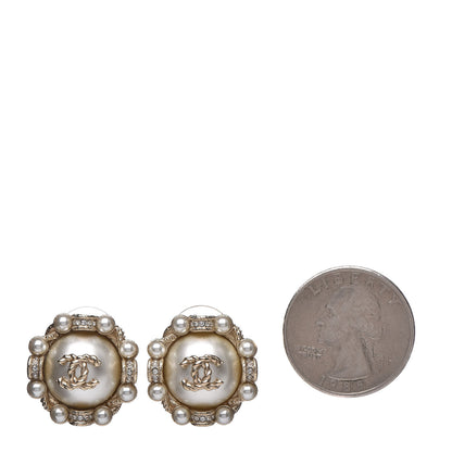Chanel Pearl Crystal CC Earrings Gold 2 of 4