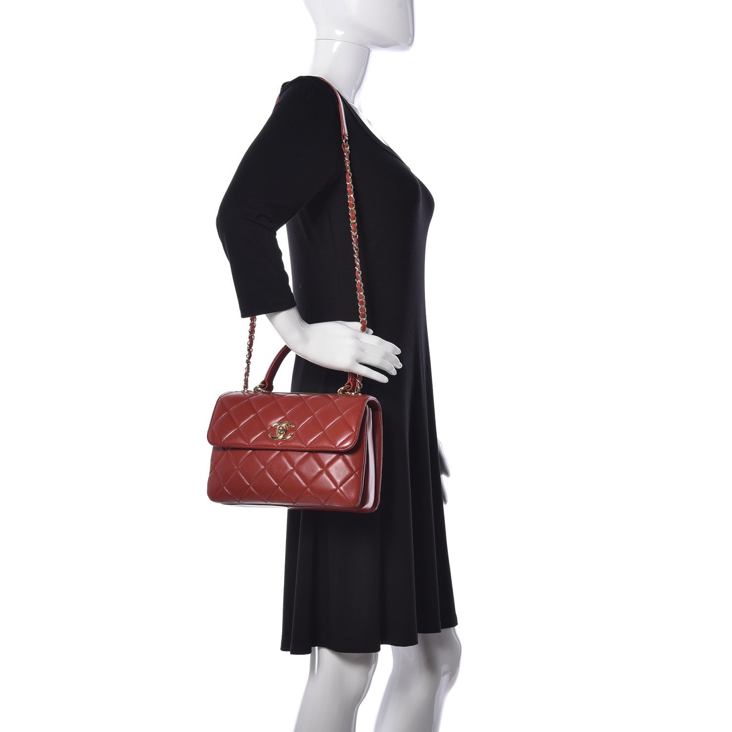Chanel Lambskin Quilted Small Trendy CC Flap Dual Handle Bag Red 2 of 11