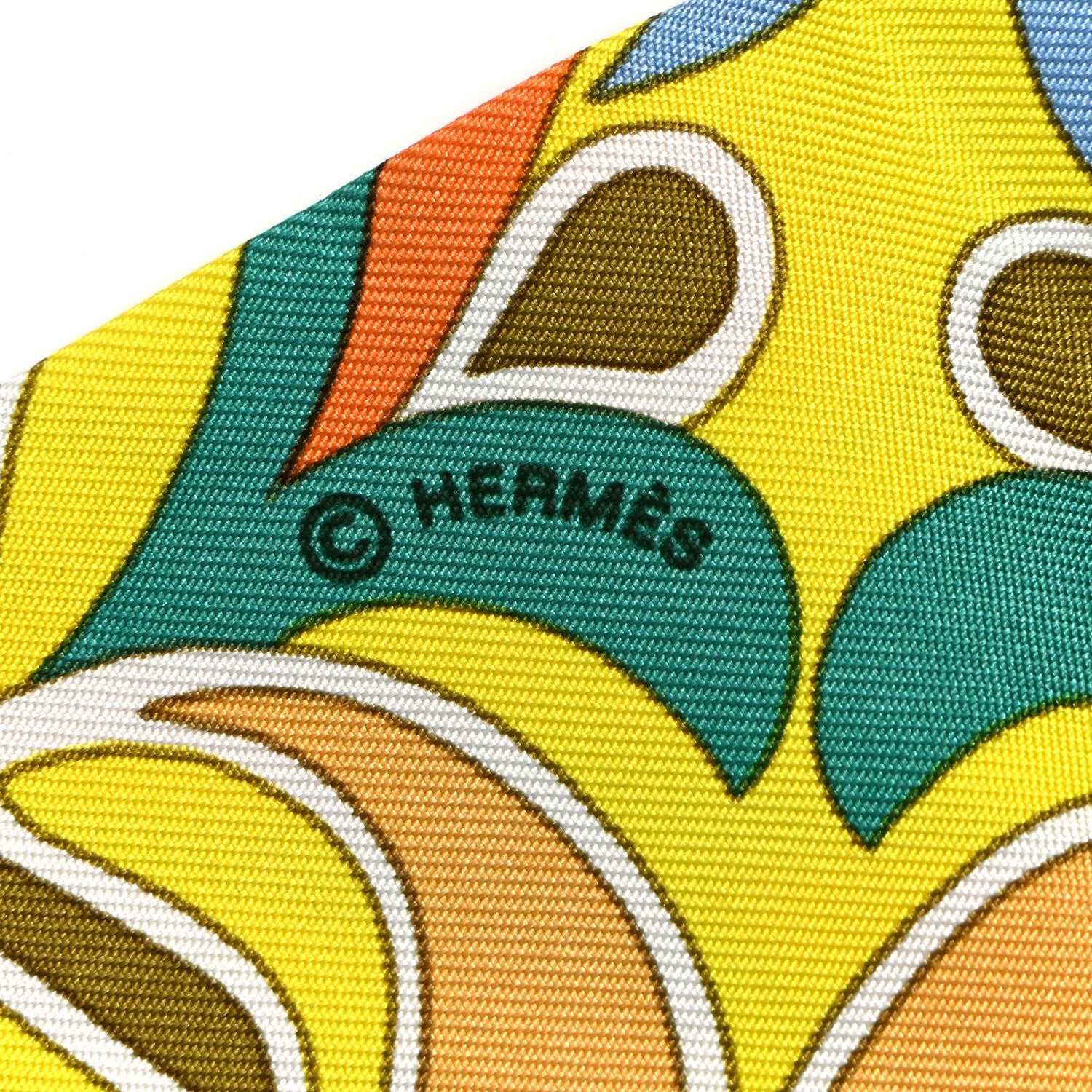 Hermes Silk Folklore Twilly Jaune Citron Kaki Saumon 3 of 5
