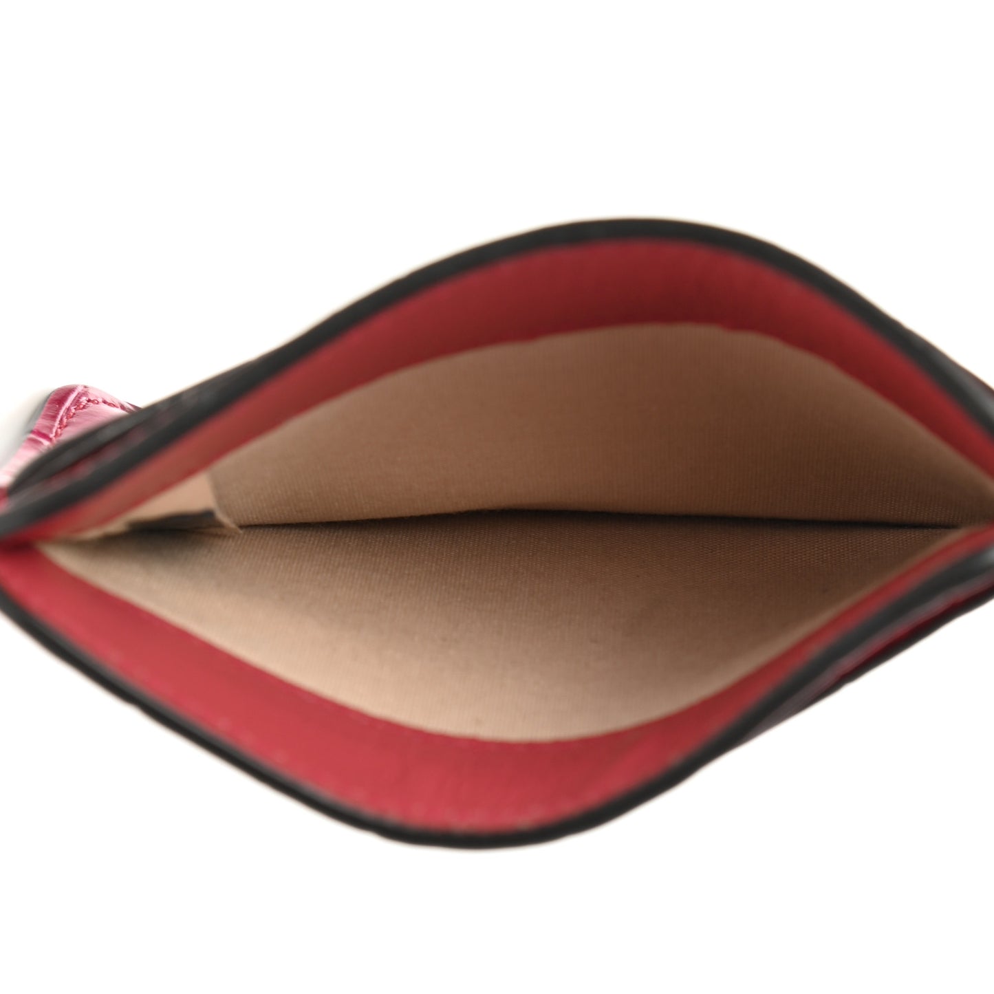 Crocodile Embossed Calfskin C Card Holder Graphic Pink