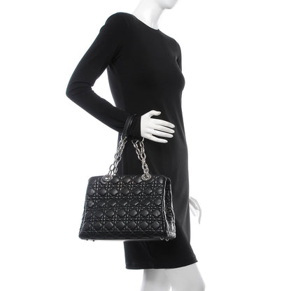 Christian Dior Lambskin Cannage Small Dior Soft Zipped Shopping Tote Black 2 of 7