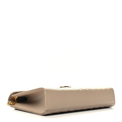 Saint Laurent Grain De Poudre Mixed Matelasse Large Triquilt Monogram Satchel Dark Beige 4 of 9