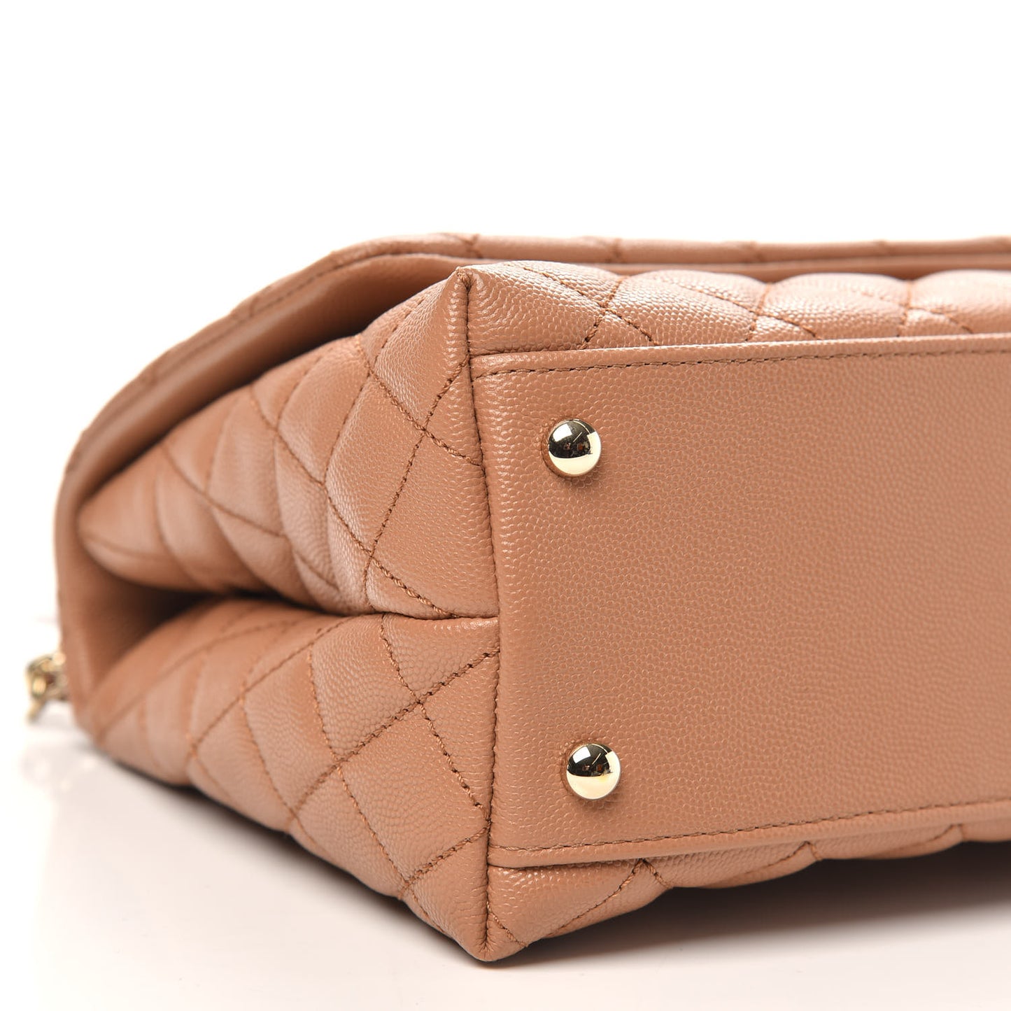Caviar Quilted Small Coco Handle Flap Brown