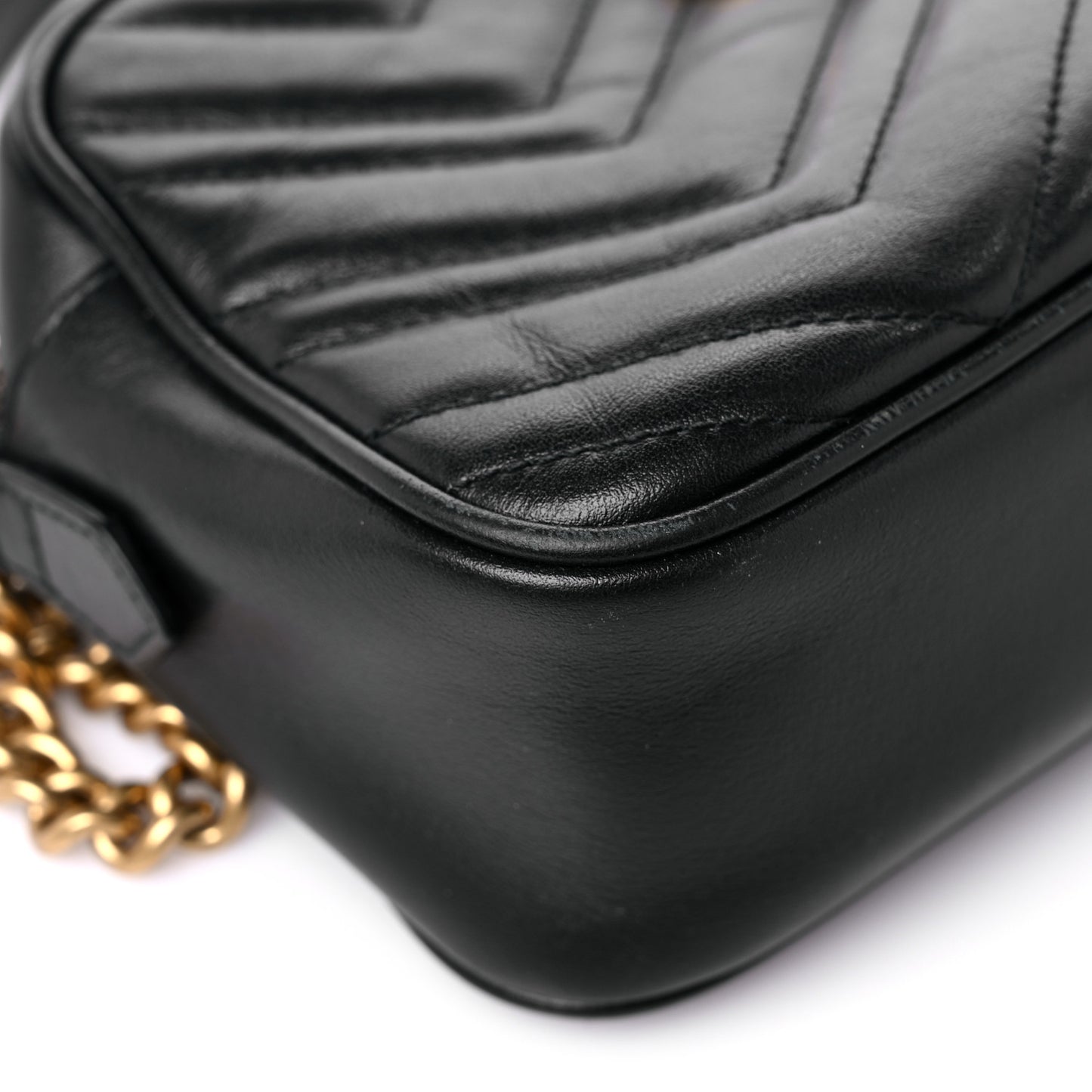 Calfskin Matelasse Small GG Marmont Chain Shoulder Bag Black
