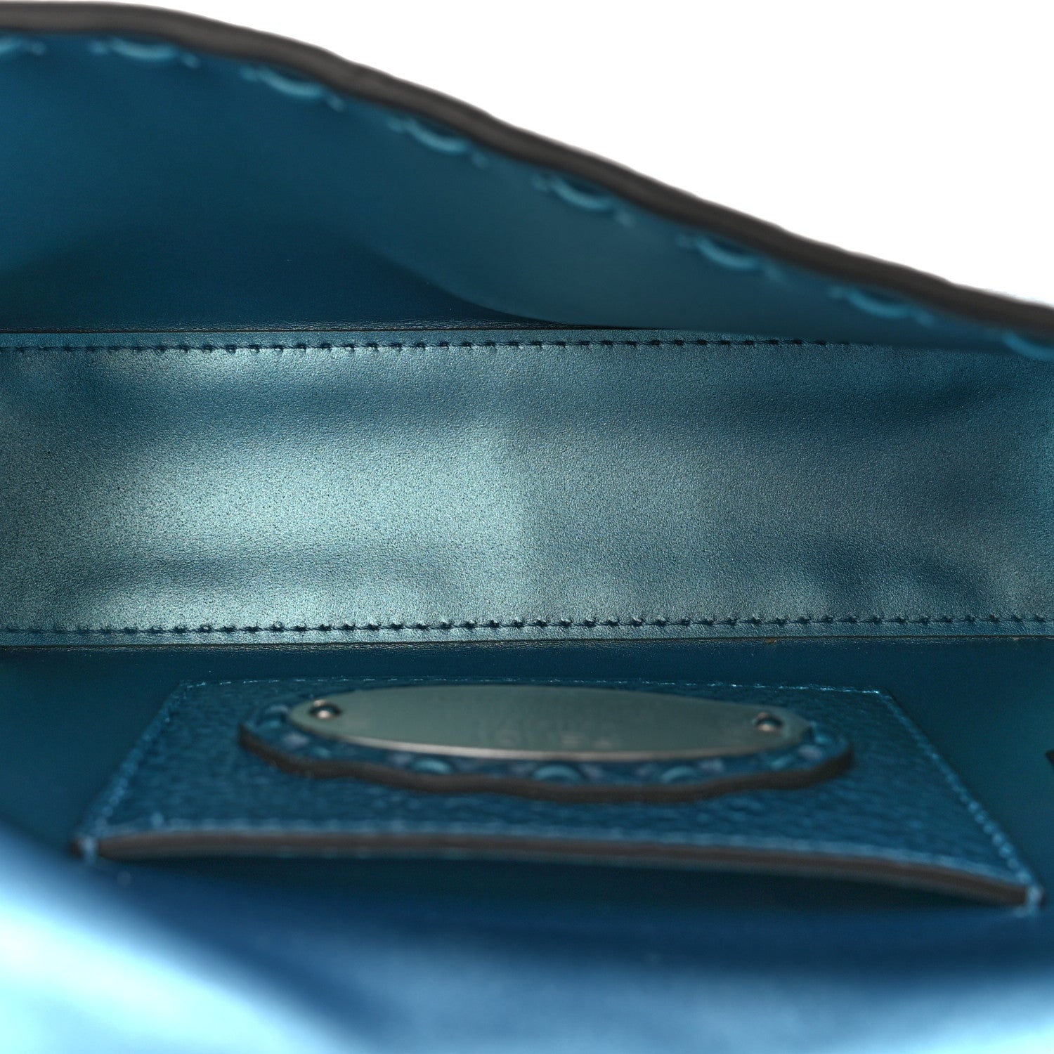 Fendi Metallic Cuoio Roma Sellerissima Nappa Sintetica Tape Stitch Mini Baguette Placca Argento 5 of 9