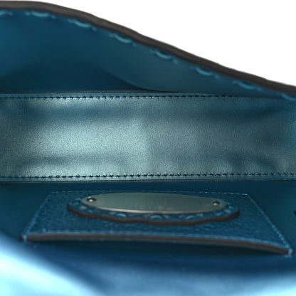Fendi Metallic Cuoio Roma Sellerissima Nappa Sintetica Tape Stitch Mini Baguette Placca Argento 5 of 9