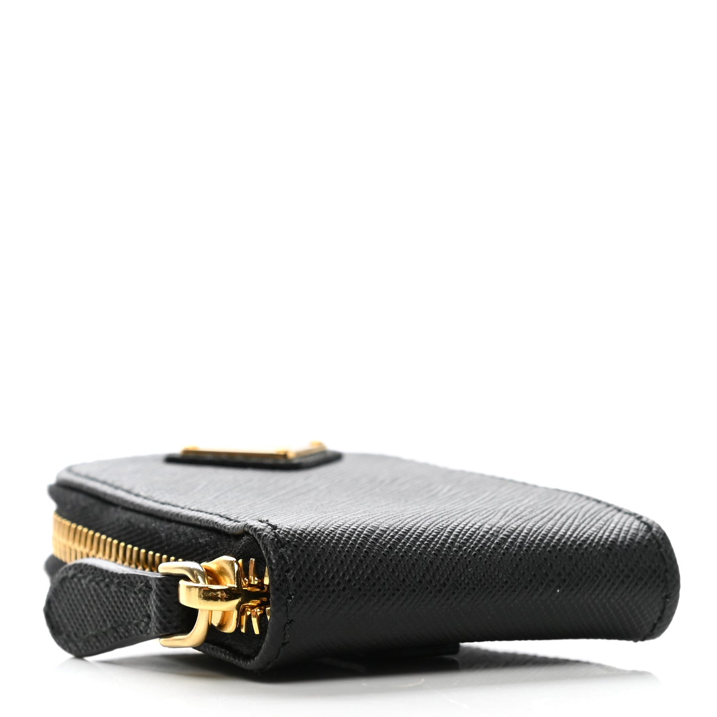 Saffiano Triangle Zip Around Mini Pouch Black