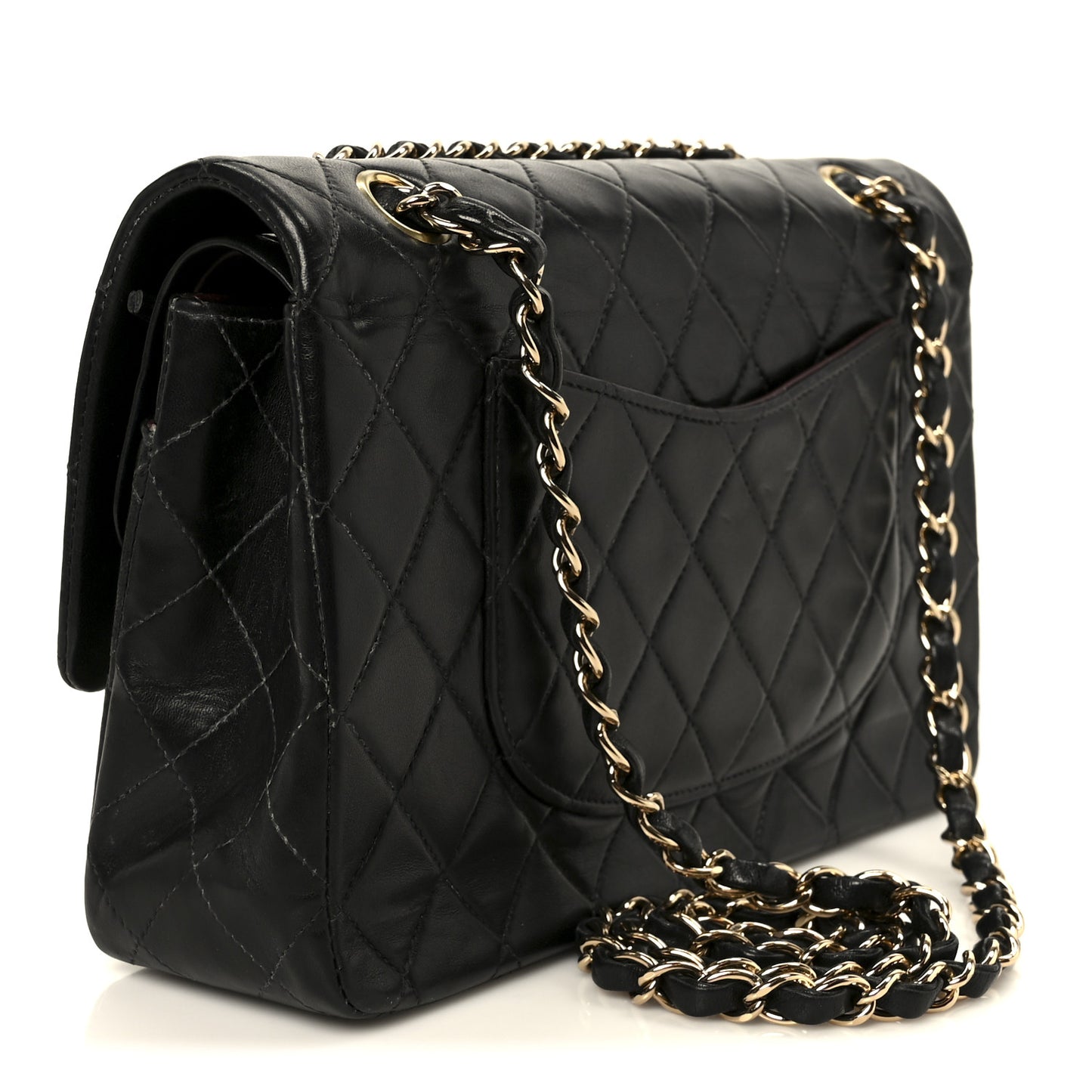 Lambskin Quilted Medium Double Flap Black