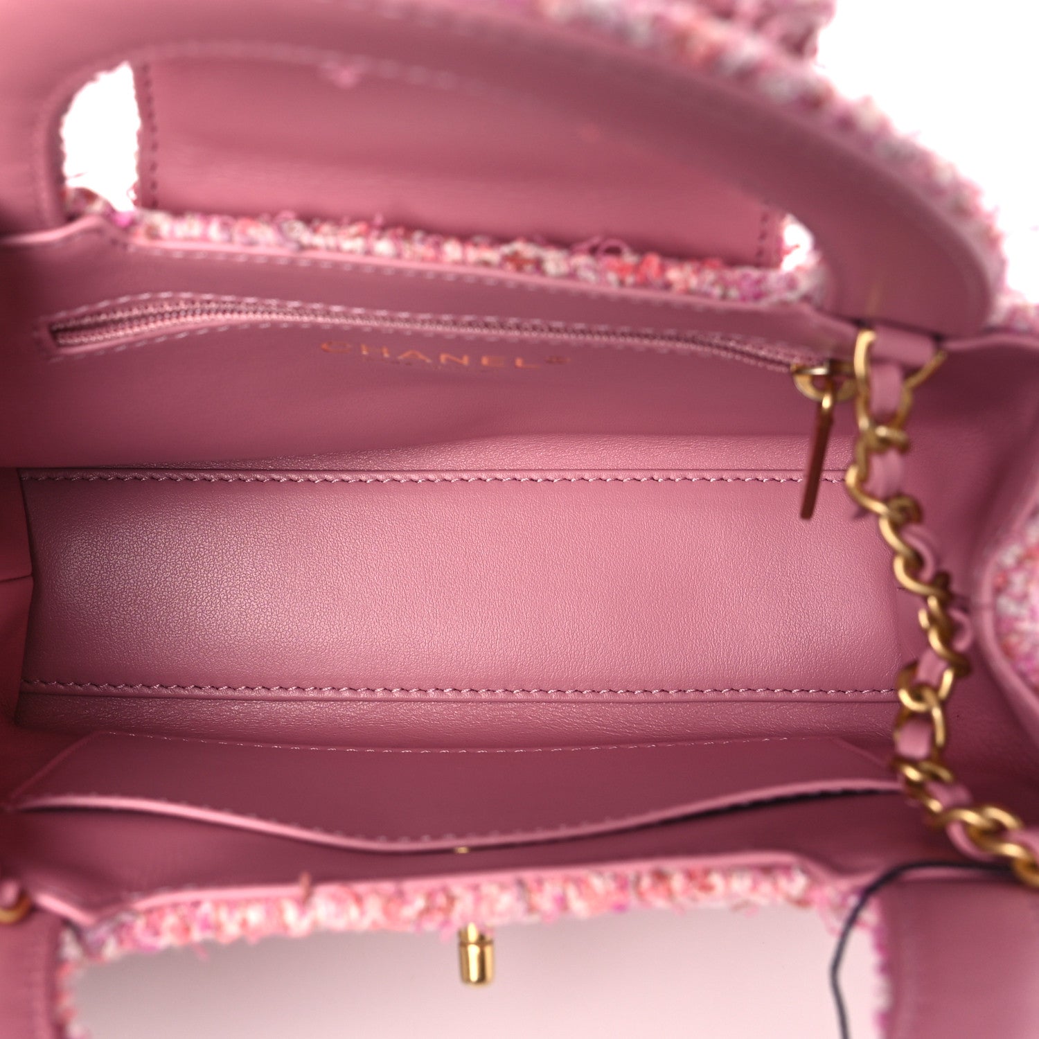 Chanel Tweed Quilted Nano Kelly Shopper Pink 5 of 11