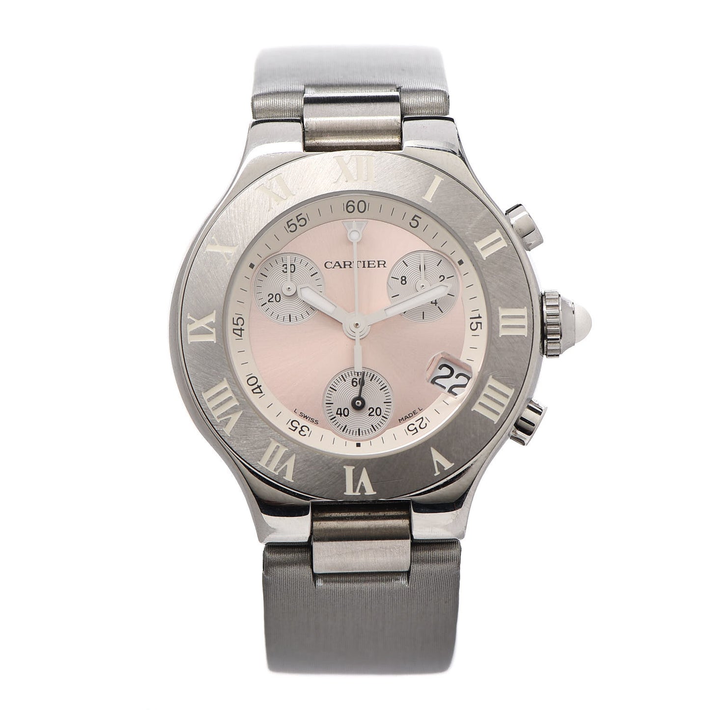 Stainless Steel Satin 32mm Must 21 Chronoscaph Quartz Watch Pink