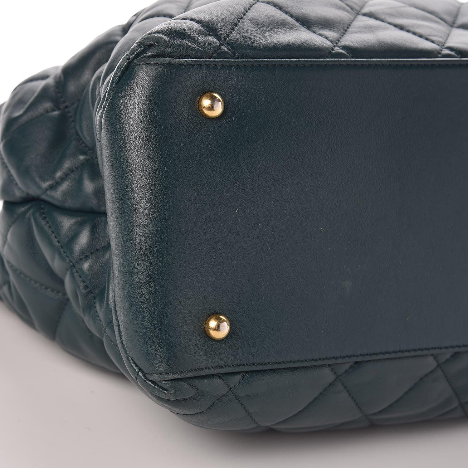 Chanel Calfskin Quilted Large Soft Elegance Tote Green 10 of 12