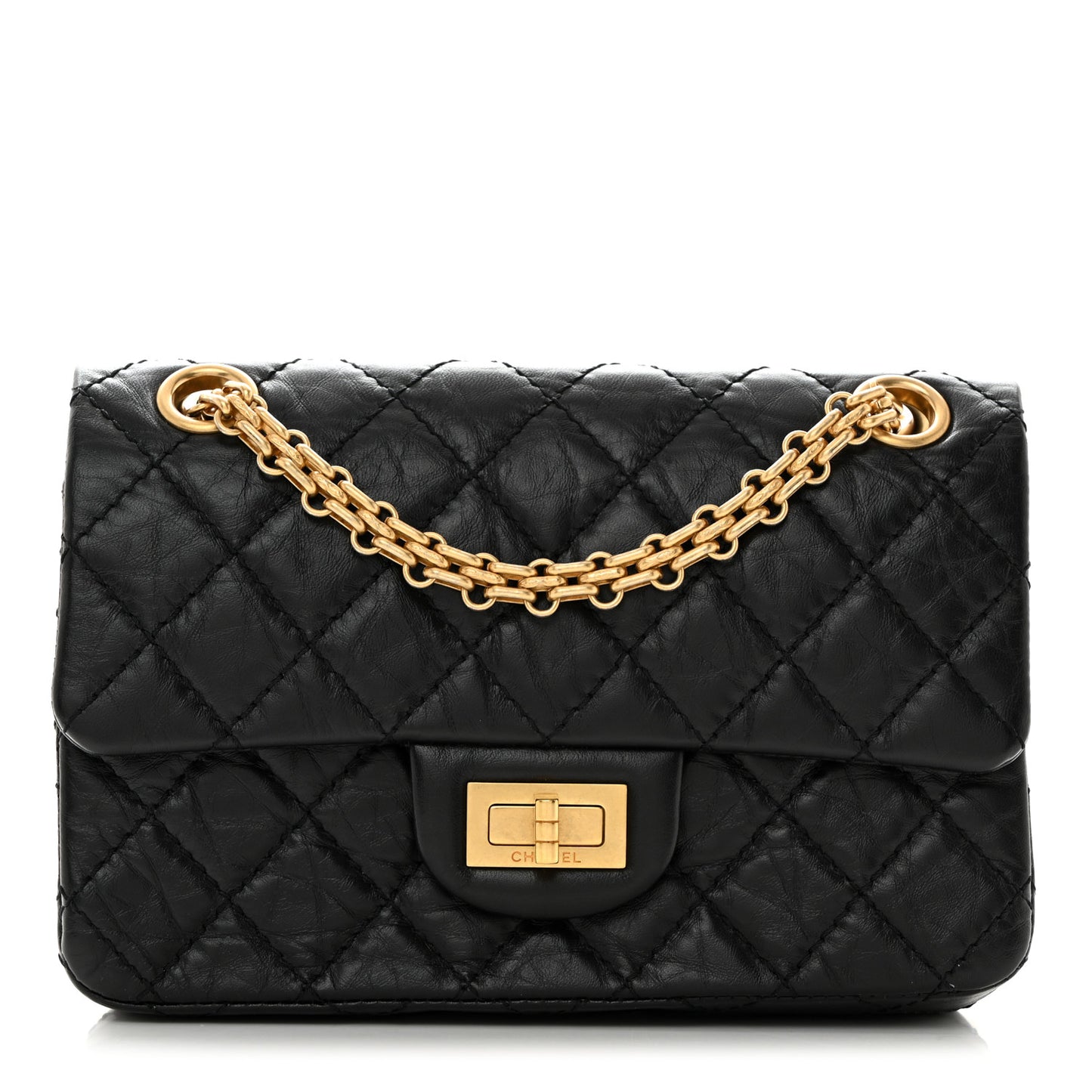 Aged Calfskin Quilted 2.55 Reissue Mini Flap Black