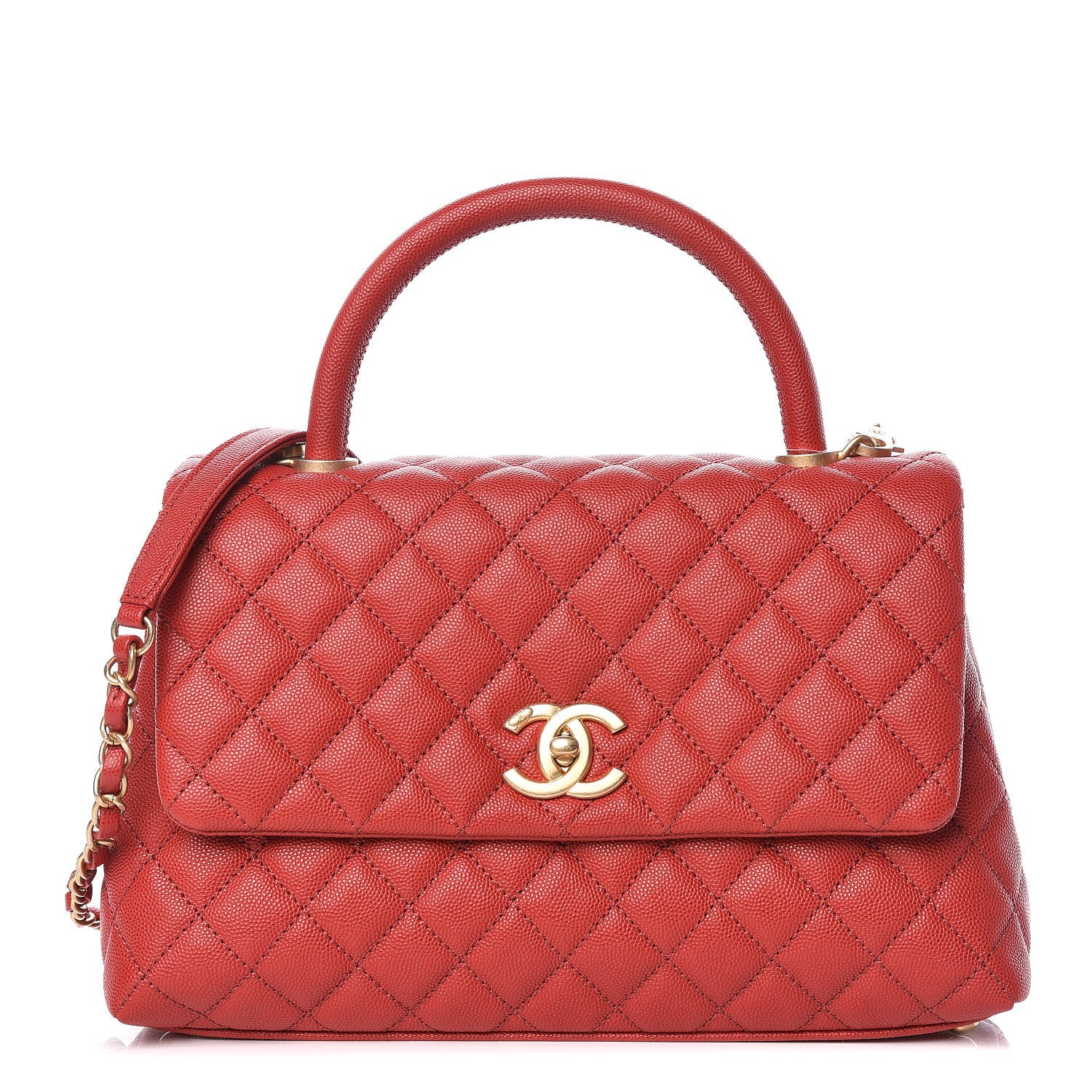 Chanel Caviar Quilted Small Coco Handle Flap Red 1 of 10