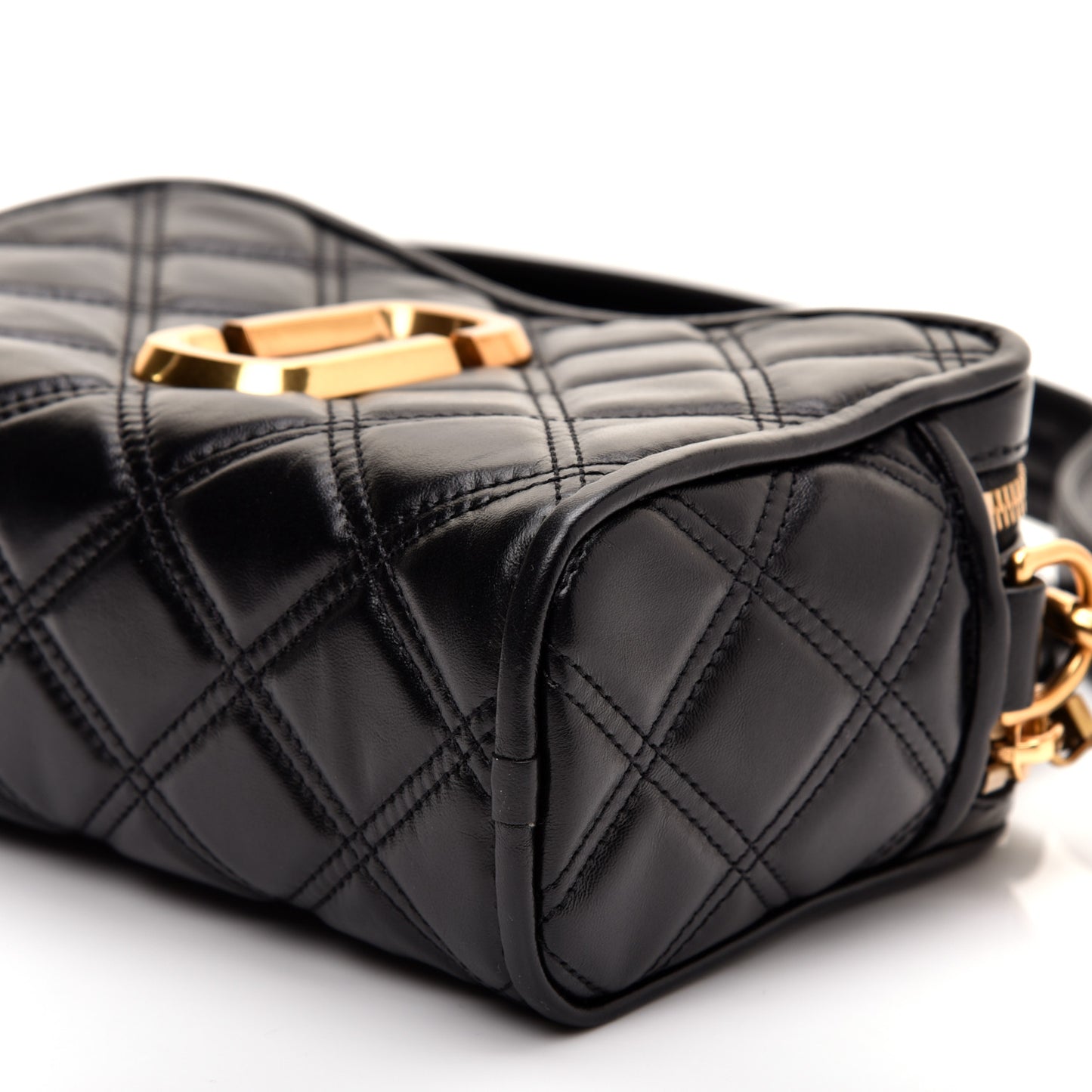 Natural Grain Calfskin Quilted The Softshot 21 Bag Black